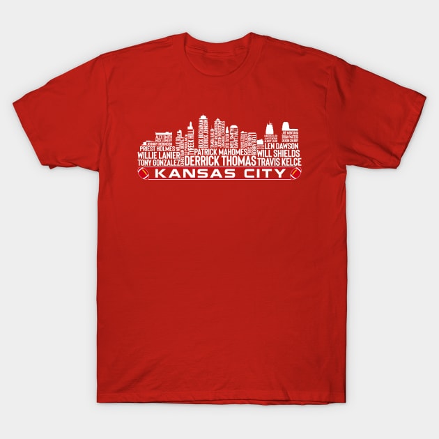 Kansas City Football Team All Time Legends, Kansas City Skyline T-Shirt by Legend Skyline